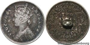 R6092 British India 2 Annas Victoria 1885 Silver Cufflink -> Make offer