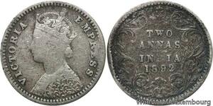 R6093 British India 2 Annas Victoria 1892 Silver -> Make offer