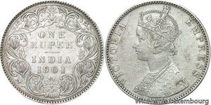 R6101 British India One Rupee Victoria 1901 Silver -> Make offer