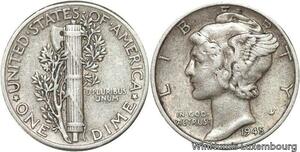 R6108 United States One Dime Mercury 1945 Silver -> Make offer