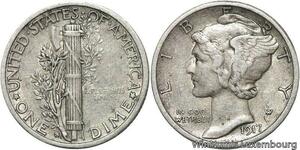 R6114 United States One Dime Mercury 1917 S San Francisco Silver -> Make offer