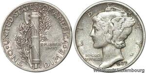R6124 United States One Dime Mercury 1939 Silver AU -> Make offer