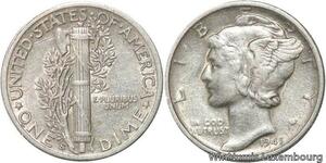 R6128 United States One Dime Mercury 1945 S San Francisco Silver AU ->Make offer