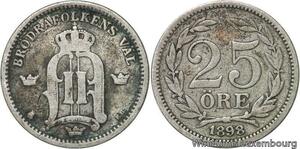 R6139 Sweden 25 Öre Oscar II 1898 EB Silver -> Make offer