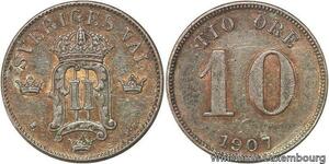 R6141 Sweden 10 Ore Oscar II 1907 Silver -> Make offer