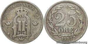 R6142 Sweden 25 Öre Oscar II 1902 EB Silver -> Make offer