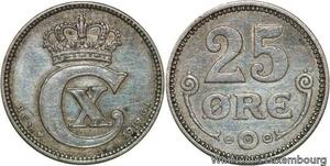 R6147 Denmark 25 Öre Christian X 1919  HCN GJ Silver -> Make offer