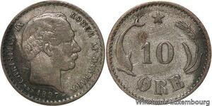 R6150 Denmark 10 Ore Christian IX 1897 VBP Silver -> Make offer