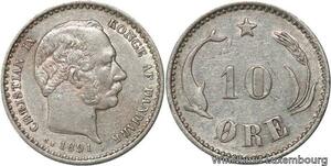 R6153 Denmark 10 Ore Christian IX 1891 CS Silver -> Make offer