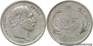 R6154 Denmark 25 Öre Christian IX 1874 CS Silver -> Make offer