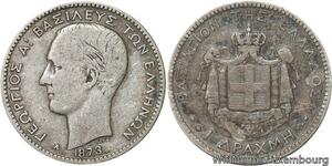 R6166 Greece Drachma George I 1873 A Paris Silver -> Make offer