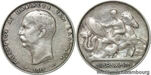 R6169 Greece Drachmai George I 1911 A Paris Silver -> Make offer