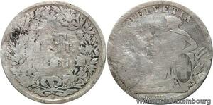 R6191 Switzerland 1 Franc Helvetia 1861 B Berne Silver -> Make offer