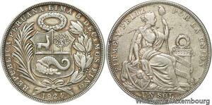 R6227 Peru 1 Sol 1924 Variety 1824 Silver -> Make offer