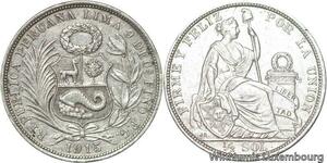 R6228 Peru 1 1/2 Sol 1915 FG-JR Lima Silver Jewelry Belière -> Make offer