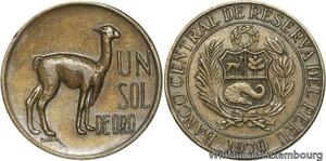 R6229 Peru 1 Sol de Oro Lama Lima 1970 -> Make offer