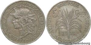 R6237 Rare Guadeloupe French Colonie 50 Centimes 1903 -> Make offer
