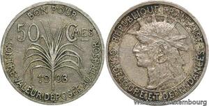 R6239 Rare Guadeloupe French Colonie 50 Centimes 1903 -> Make offer