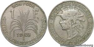 R6244 Guadeloupe French Colonie Bon 1 Franc 1903 -> Make offer