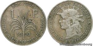R6245 Guadeloupe French Colonie Bon 1 Franc 1903 -> Make offer
