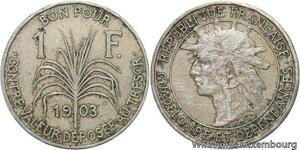 R6248 Guadeloupe French Colonie Bon 1 Franc 1903 -> Make offer