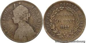 R6262 Martinique French Colonie Bon 50 Centimes 1922 -> Make offer