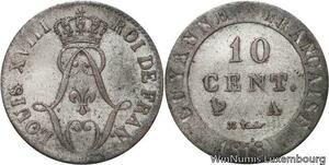 R6278 French Guiana Guyane 10 Centimes Louis XVIII 1818 A Paris -> Make offer