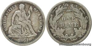 R6281 United States One Dime Liberty Seated 1861 Silver -> Make offer