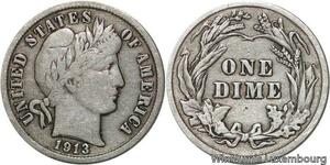 R6283 United States One Dime Barber 1913 Silver -> Make offer