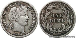 R6285 United States One Dime Barber 1914 Silver -> Make offer