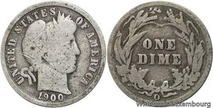 R6290 Rare United States One Dime Barber 1900 O New Orléans Silver -> Make offer