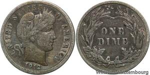 R6295 United States One Dime Barber 1912 Silver -> Make offer