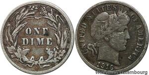 R6297 United States One Dime Barber 1916 Silver -> Make offer