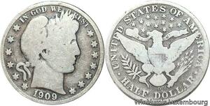 R6306 United States Half Dollar Barber 1909 O New Orleans Silver -> Make offer
