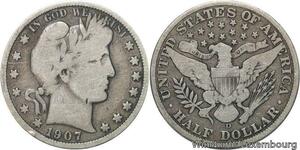 R6309 Rare United States Half Dollar Barber 1907 D Denver Silver -> Make offer