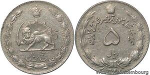 R6318 Iran 5 Rials Muhammad Reza Pahlavi AH 1347 1968 -> Make offer