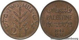 R6344 Palestine British Mandate 2 Mils 1942 London AU -> Make offer