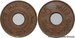 R6350 Palestine British Mandate 5 Mils 1942 London AU -> Make offer