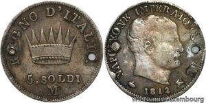 R6356 Italy 5 Soldi Napoléon Bonaparte 1812 /1 M Milan Silver -> Make offer