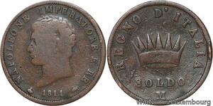 R6358 Italy Italian States Kingdom Soldo Napoléon Bonaparte 1811 M Milan