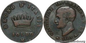 R6365 Italy Italian States Kingdom Soldo Napoléon Bonaparte 1809 M Milan ->Offer