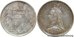 R6401 United Kingdom 3 Pence Victoria 1887 Silver AU -> Make offer