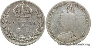 R6402 United Kingdom 3 Pence Victoria 1890 Silver -> Make offer