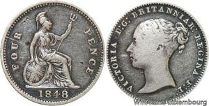R6417 Rare United Kingdom 4 Pence Victoria 1848 /6 Silver -> Make offer