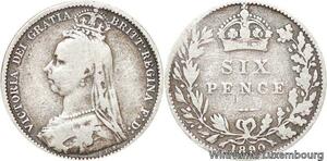 R6422 United Kingdom 6 Pence Victoria 1890 Silver -> Make offer