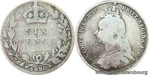 R6427 United Kingdom 6 Pence Victoria 1890 Silver -> Make offer