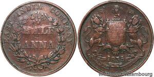 R6486 East India Company 1/2 Anna Victoria 1835 Bombay -> Make offer