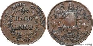 R6487 East India Company 1/2 Anna Victoria 1835 Bombay -> Make offer