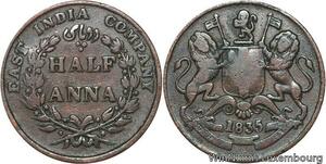 R6488 East India Company 1/2 Anna Victoria 1835 Bombay -> Make offer