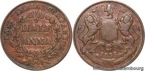 R6490 East India Company 1/2 Anna Victoria 1835 Bombay -> Make offer